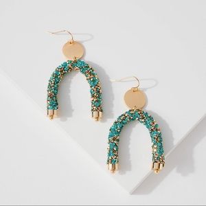 Arch Shape Rhinestone Earrings - Turquoise